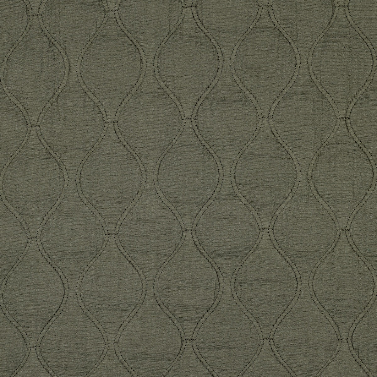 Tissu double gaze matelassé vert olive