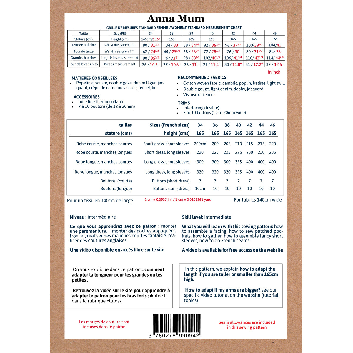 Duo de patron de robe format papier