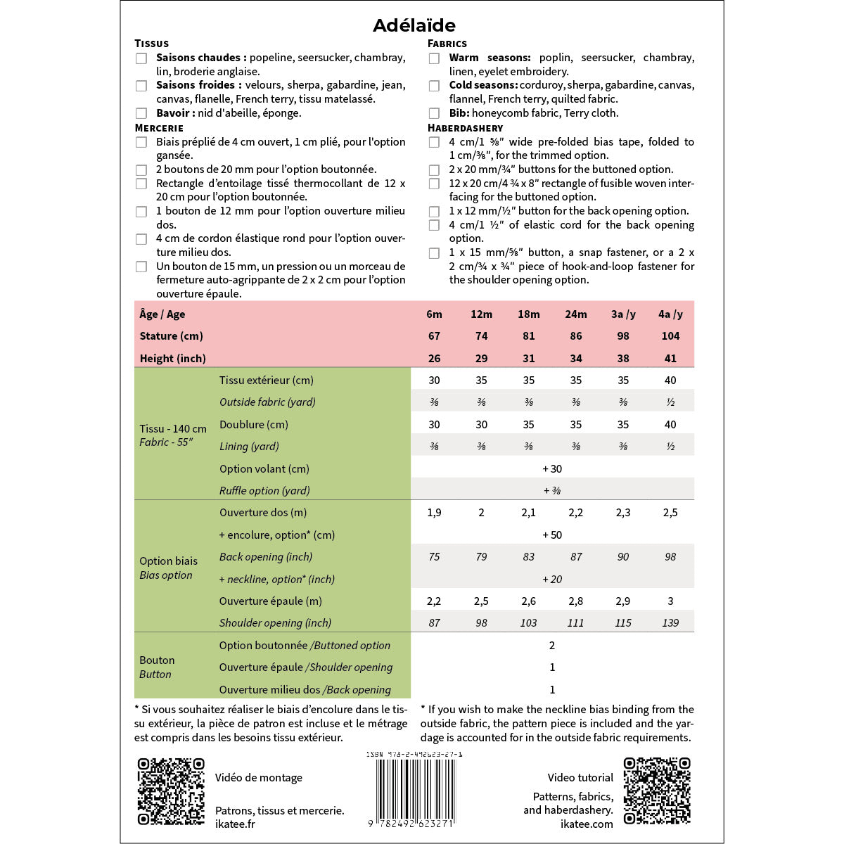 Patron de couture bébé plastron