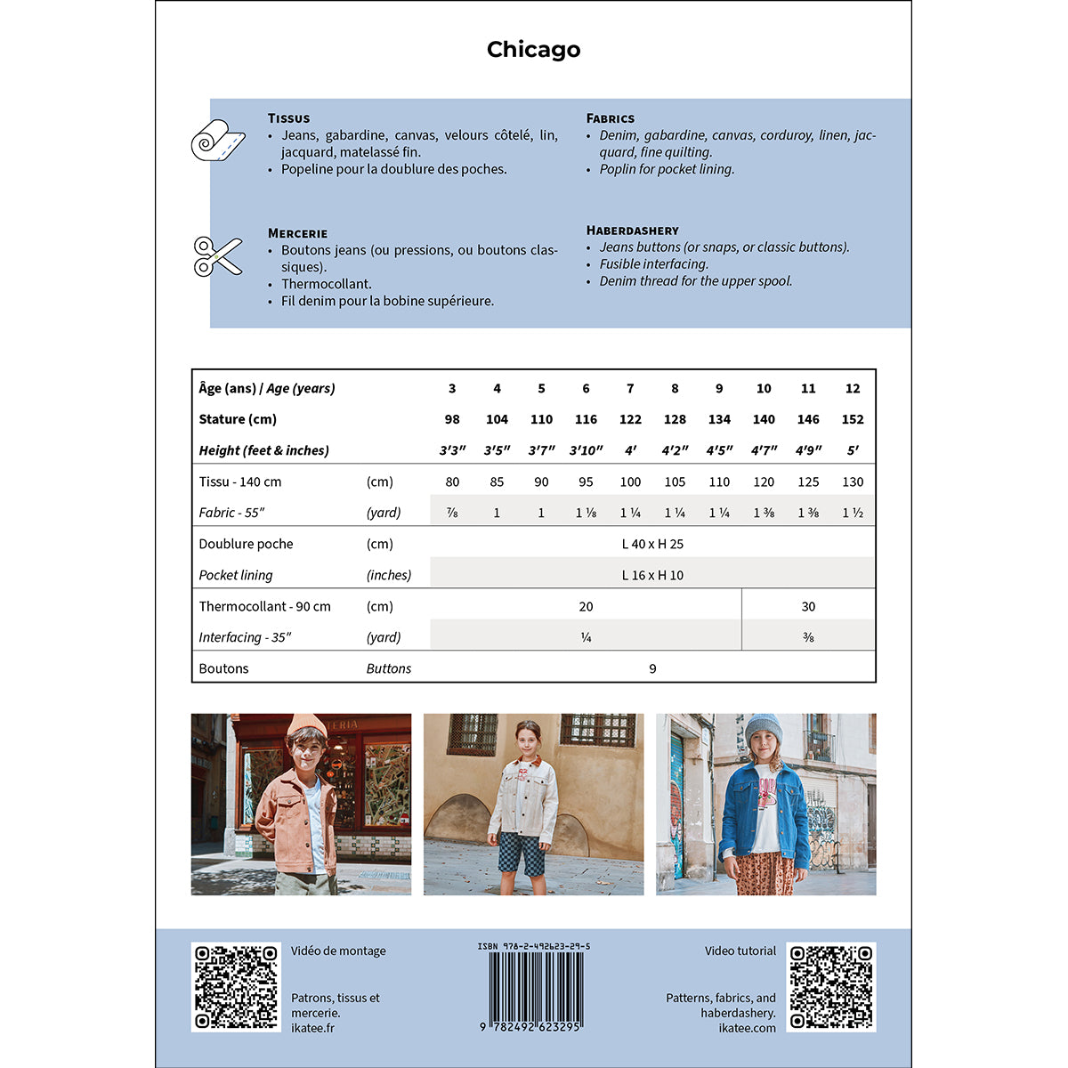 Patron de couture veste en jean enfant