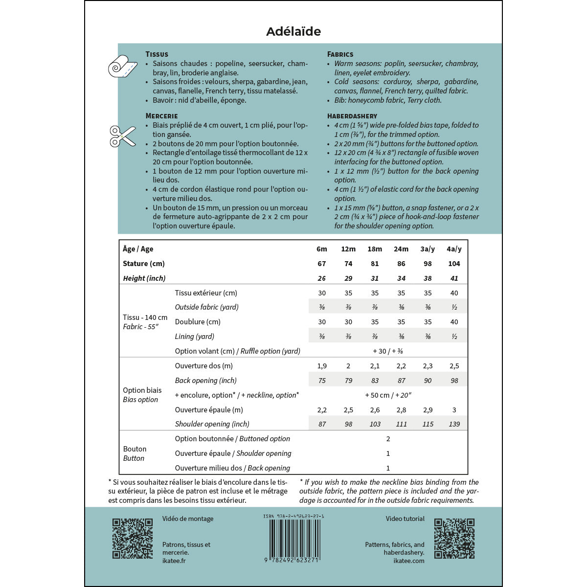 Patron de couture bébé plastron