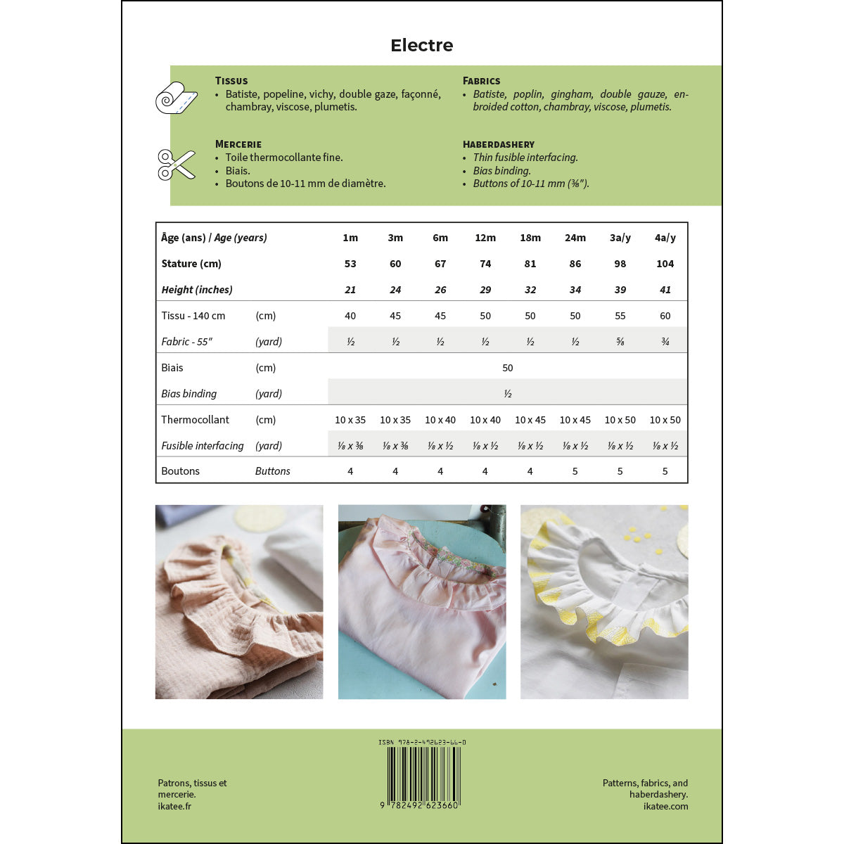 Patron de blouse pour bébé format papier