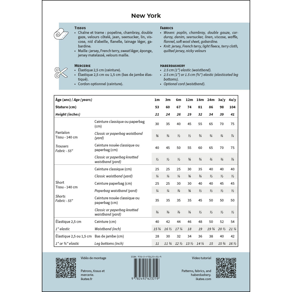Patron de pantalon et de short pour bébé format pdf