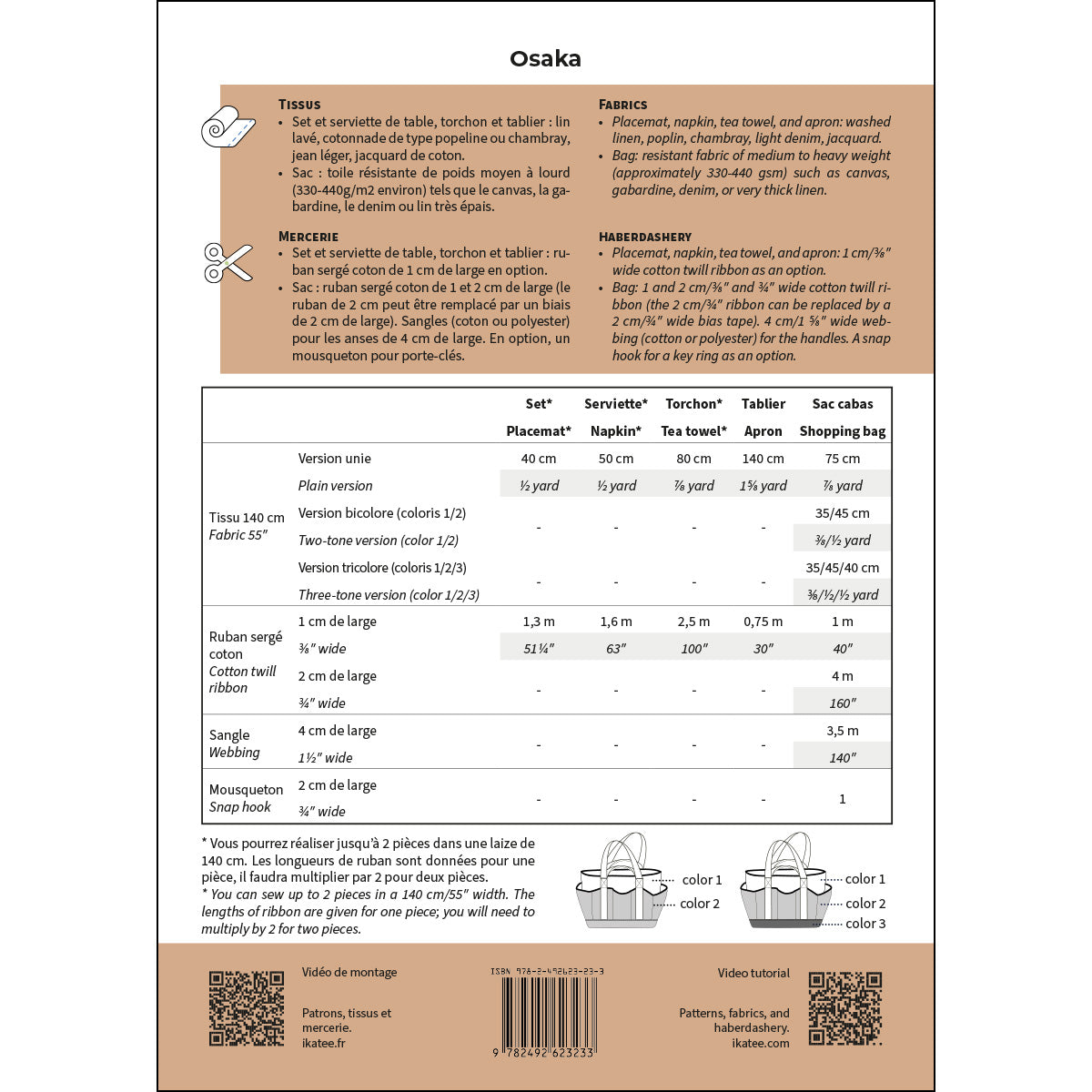 patron de couture accessoires cuisine format papier
