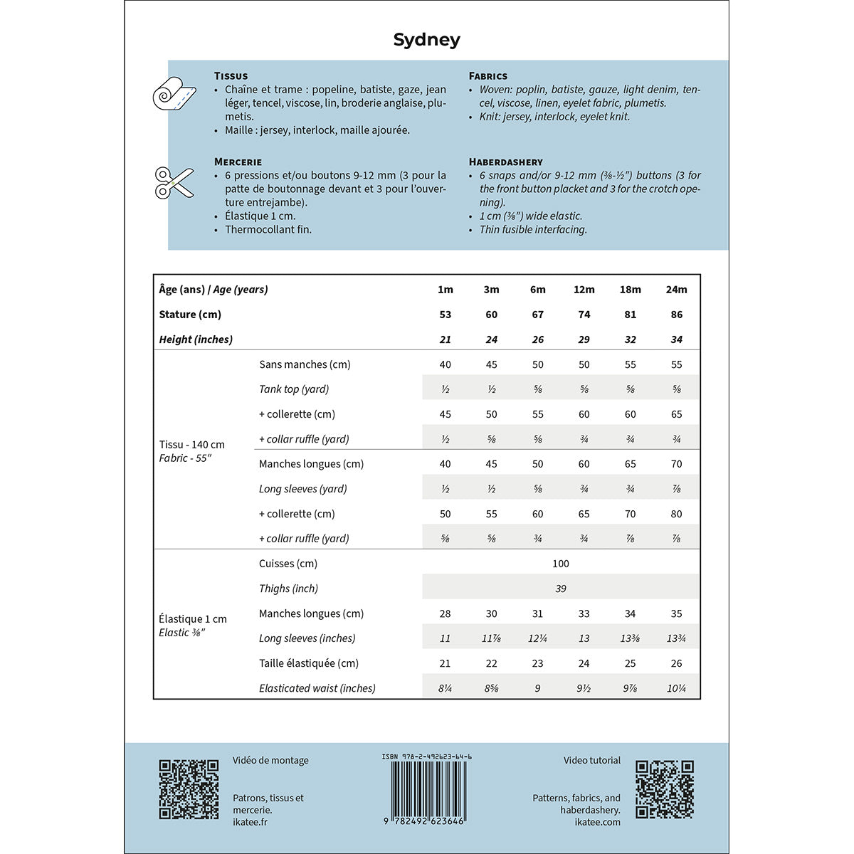 Patron de barboteuse pour bébé format papier