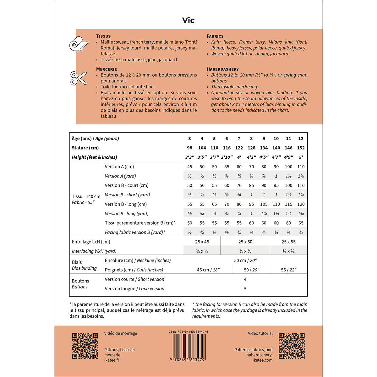 Patron de gilet et veste pour enfant format papier