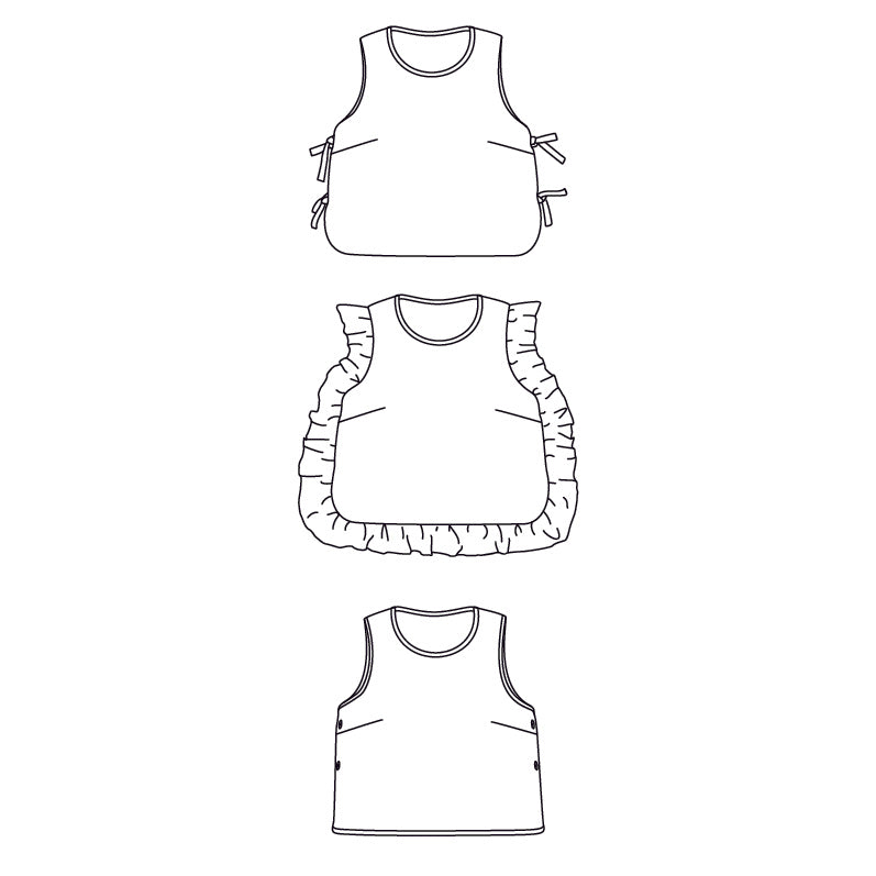 Patron de couture pull sans manches ou plastron adolescente