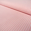 Tissu Popeline - Rayures - Rose dragée et blanc