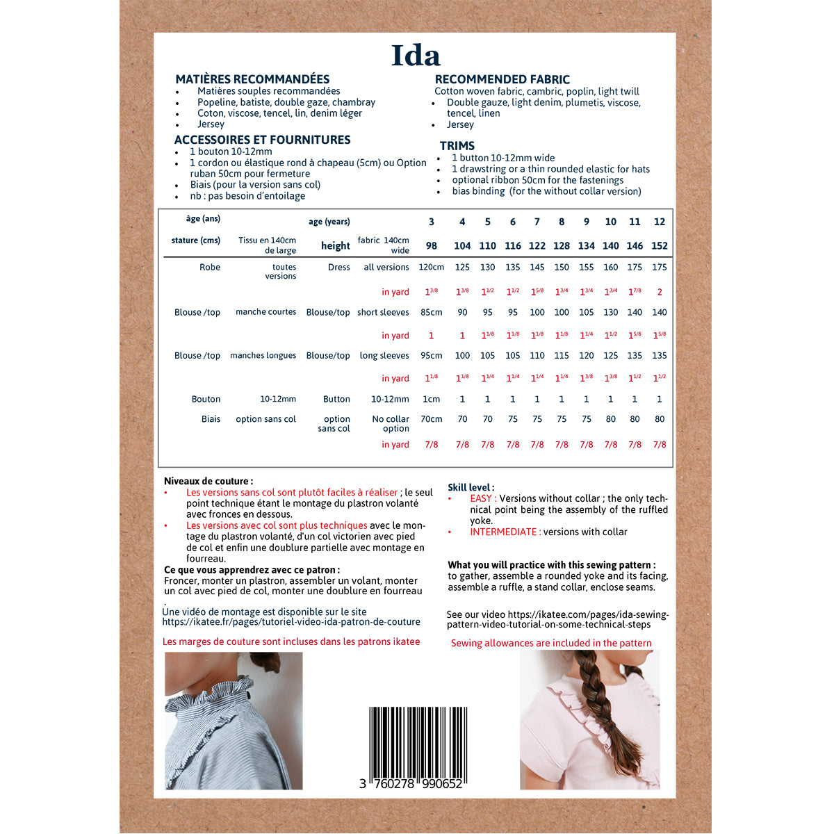 Couture de blouse pour mère et fille