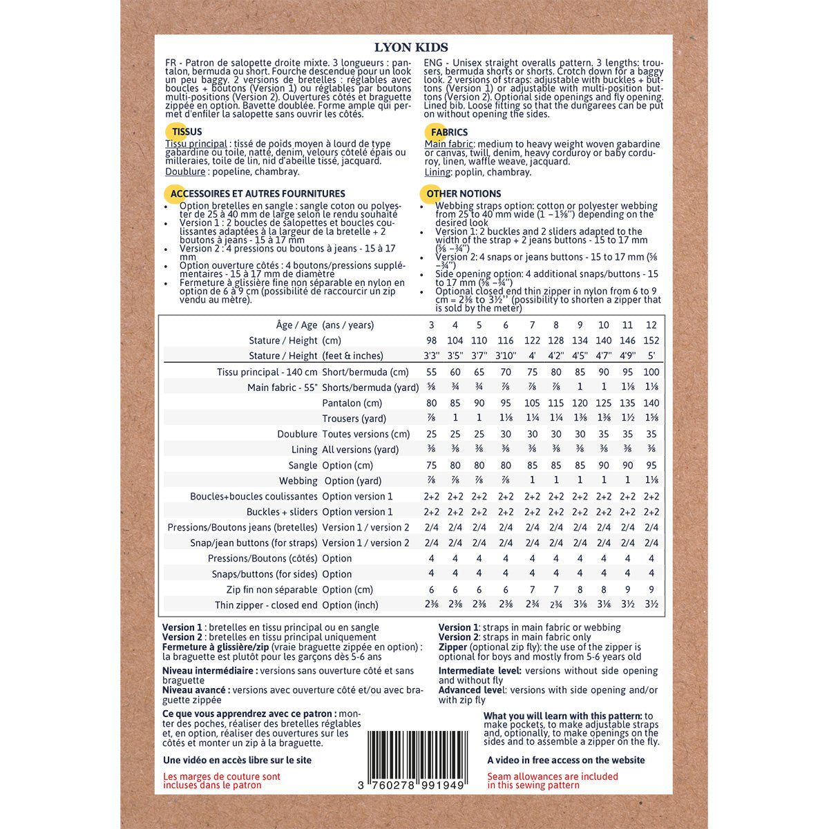 Duo de patron de salopette femme et enfant