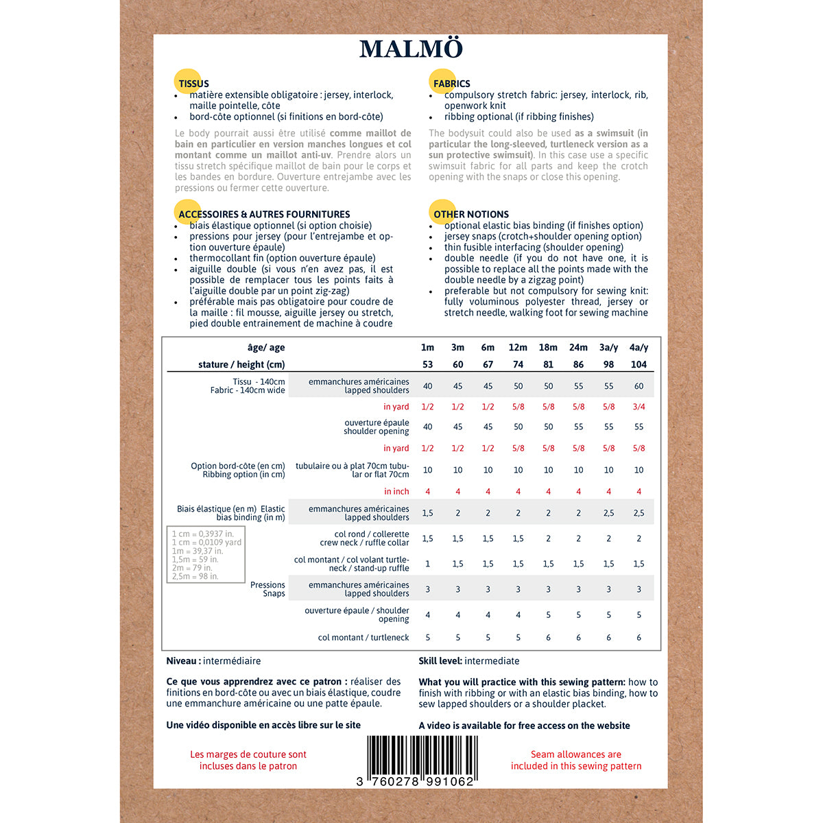 Patron de body pour bébé format papier