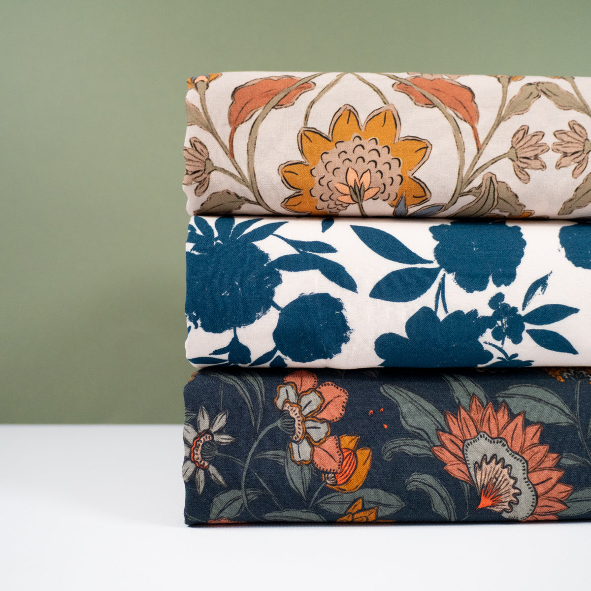 Viscose bleu imprimé en France