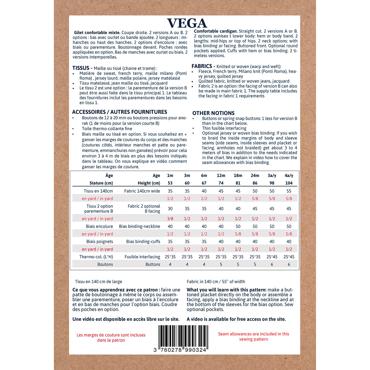 Patron de gilet et veste pour bébé format PDF