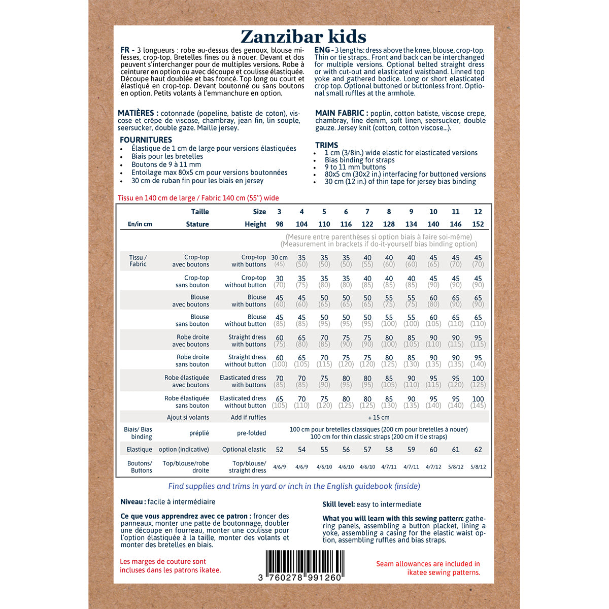 Duo de patron de top et robe pour femme et enfant format papier