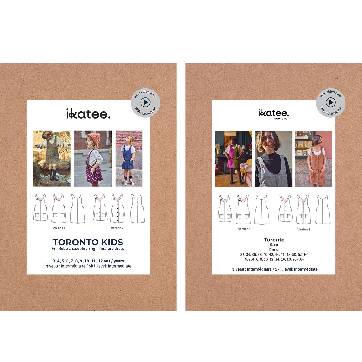 Duo de patron de robe salopette pour femme et enfant