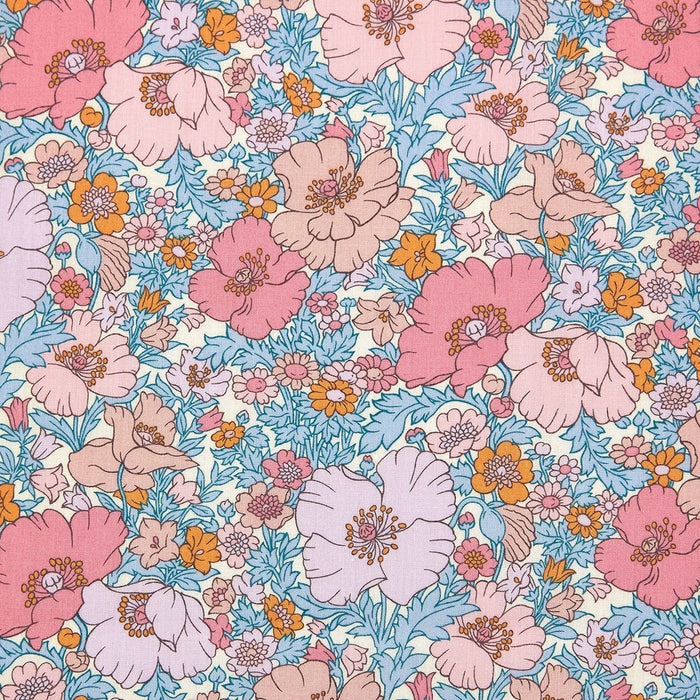 Tissu Liberty MEADOW SONG - Rose et Parme