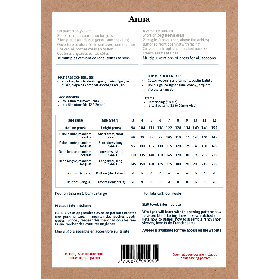 Patron de robe au format papier