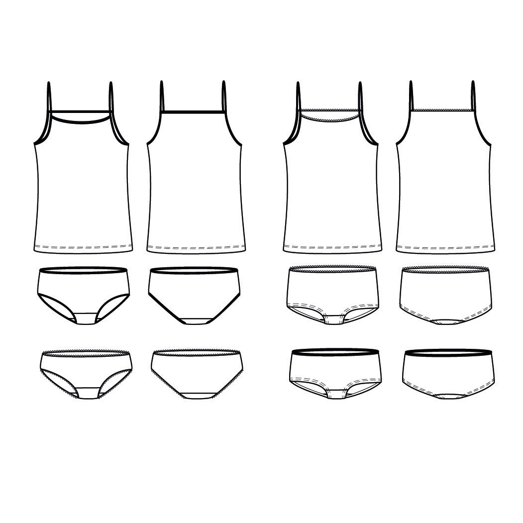 Patron sous-vêtement débardeur, culotte et shorty