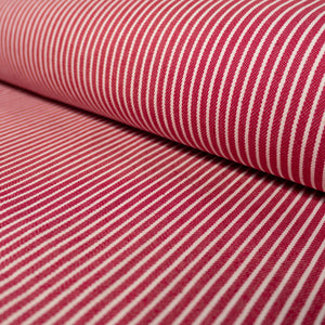 Tissu Jean 11,7oz - Rayé - Rouge foncé  - 330g/m2