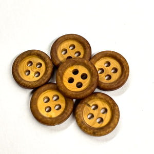 Boutons bois fantaisie (à l'unité) - Bois/Biscuit - 12 mm
