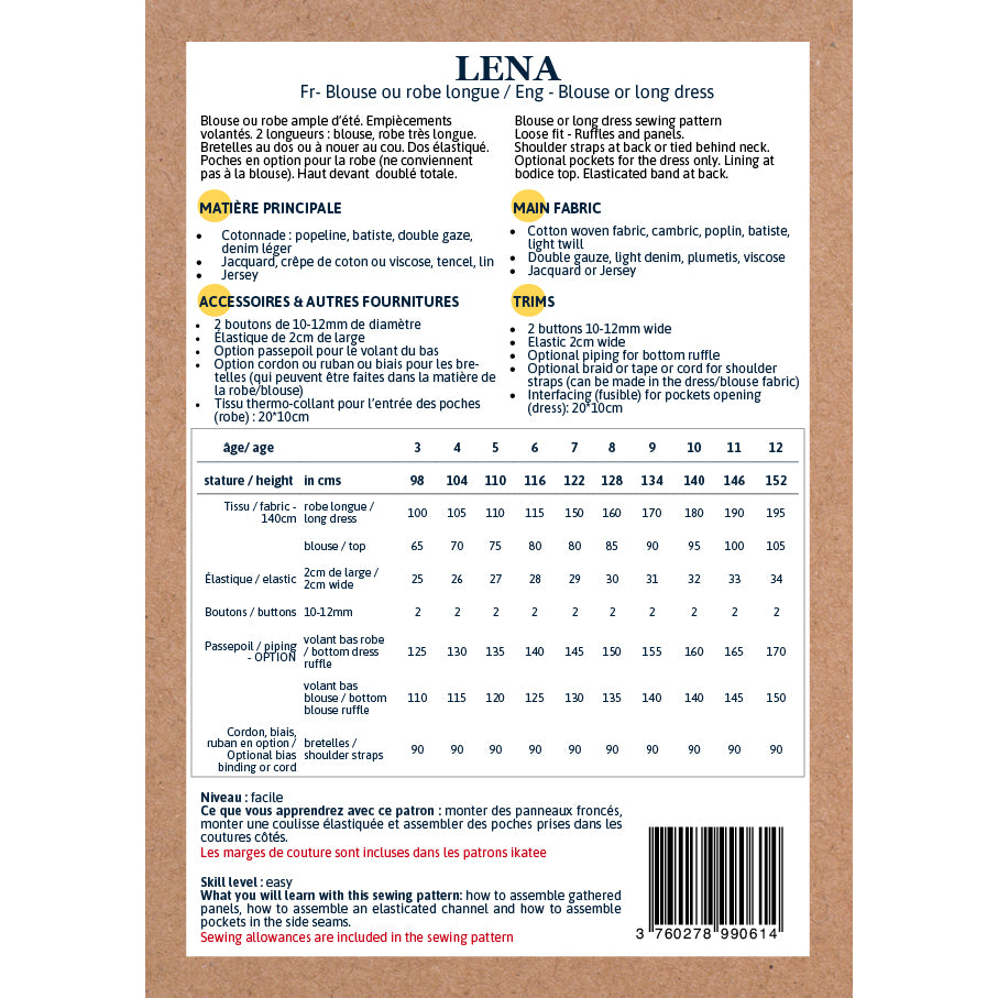 Patron de robe pour enfant format papier