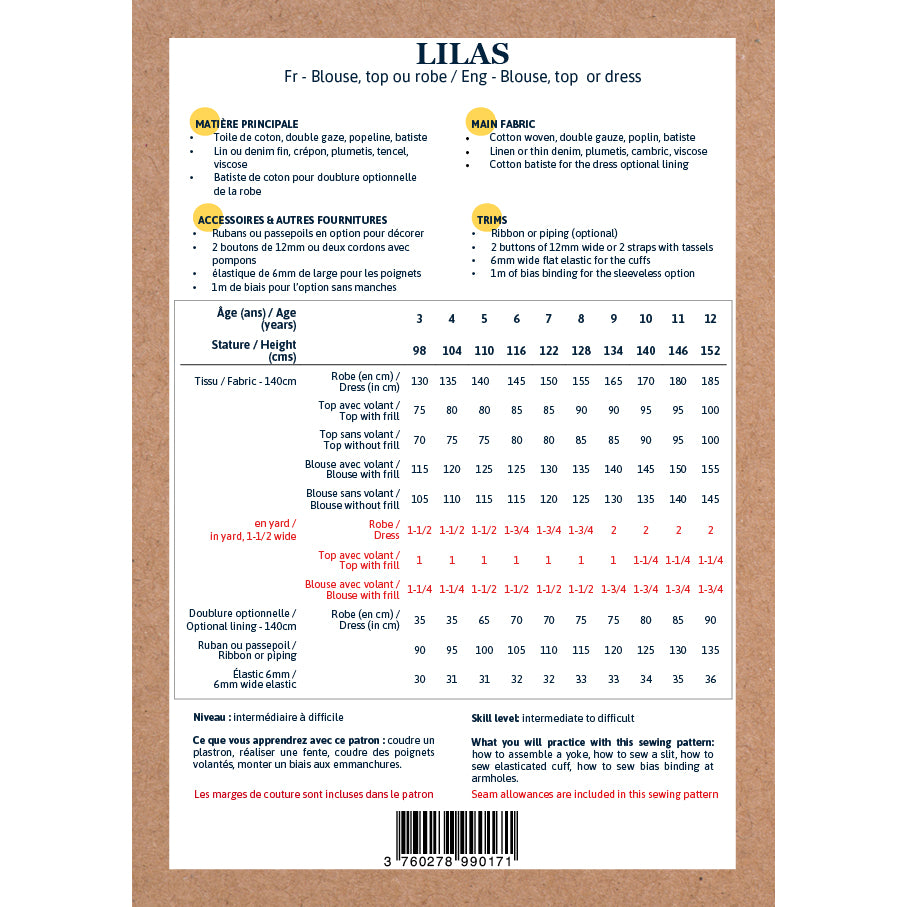 Patron de blouse et robe format papier