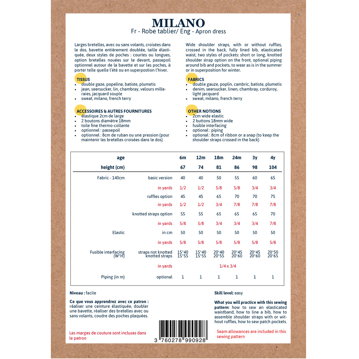 Patron de robe pour bébé format papier