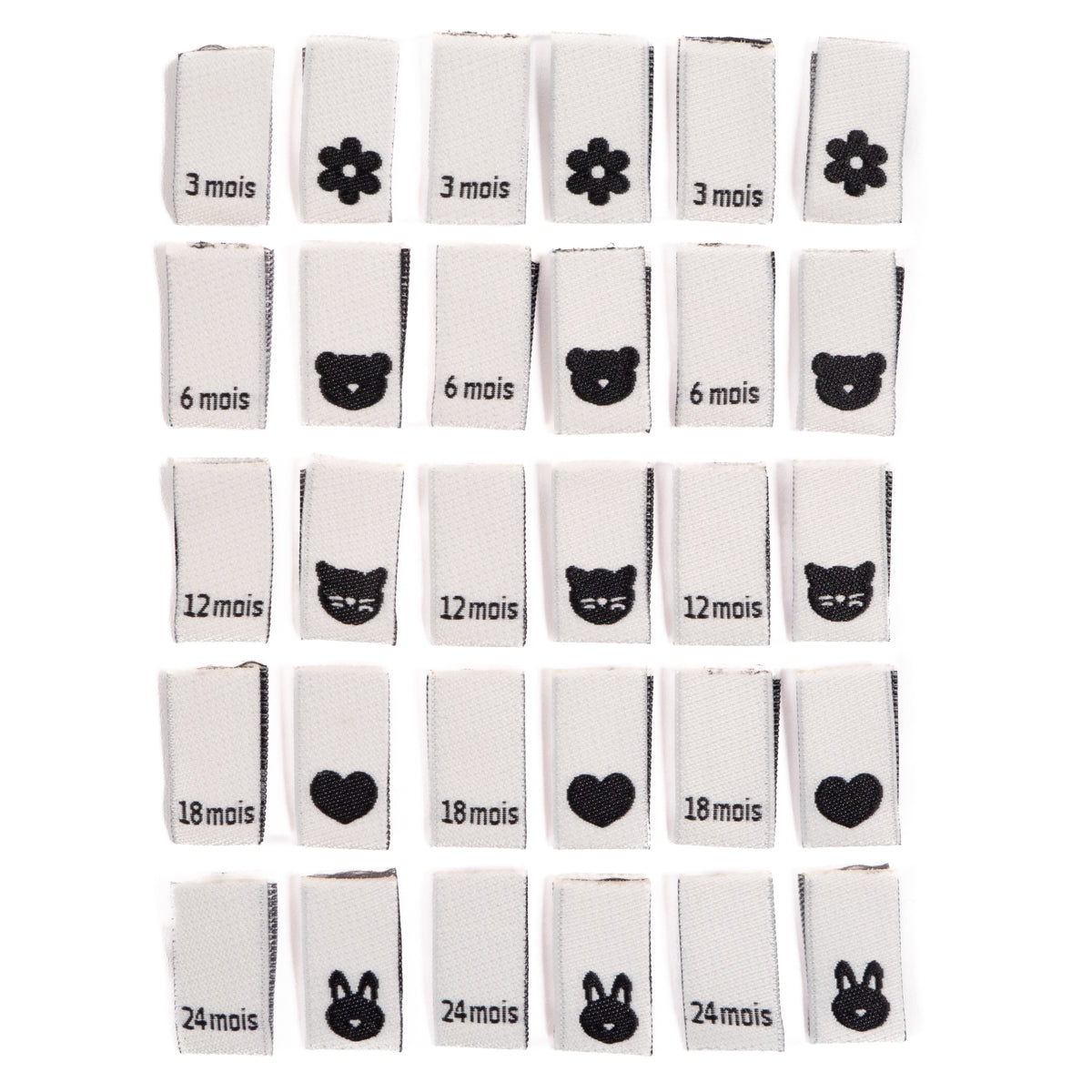 Étiquettes assortiment bébé 3 au 24 mois Ikatee