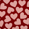 Sweatstof - Grote harten - Rood en roze