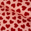 Tissu sweat - Coeurs - Rose et rouge