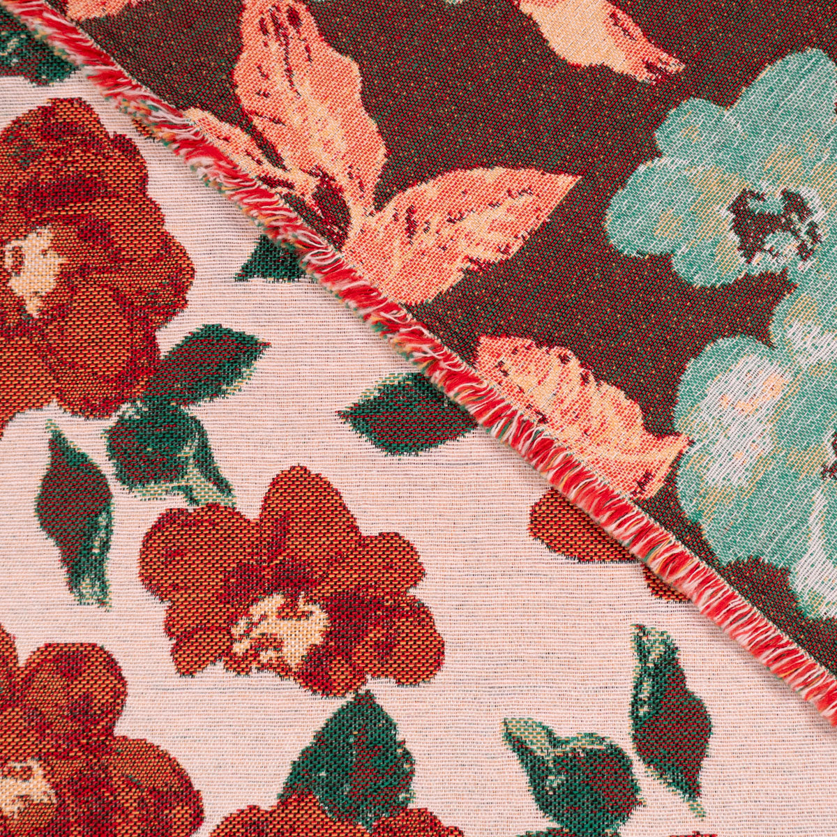 Pink floral jacquard fabric by the meter | ikatee