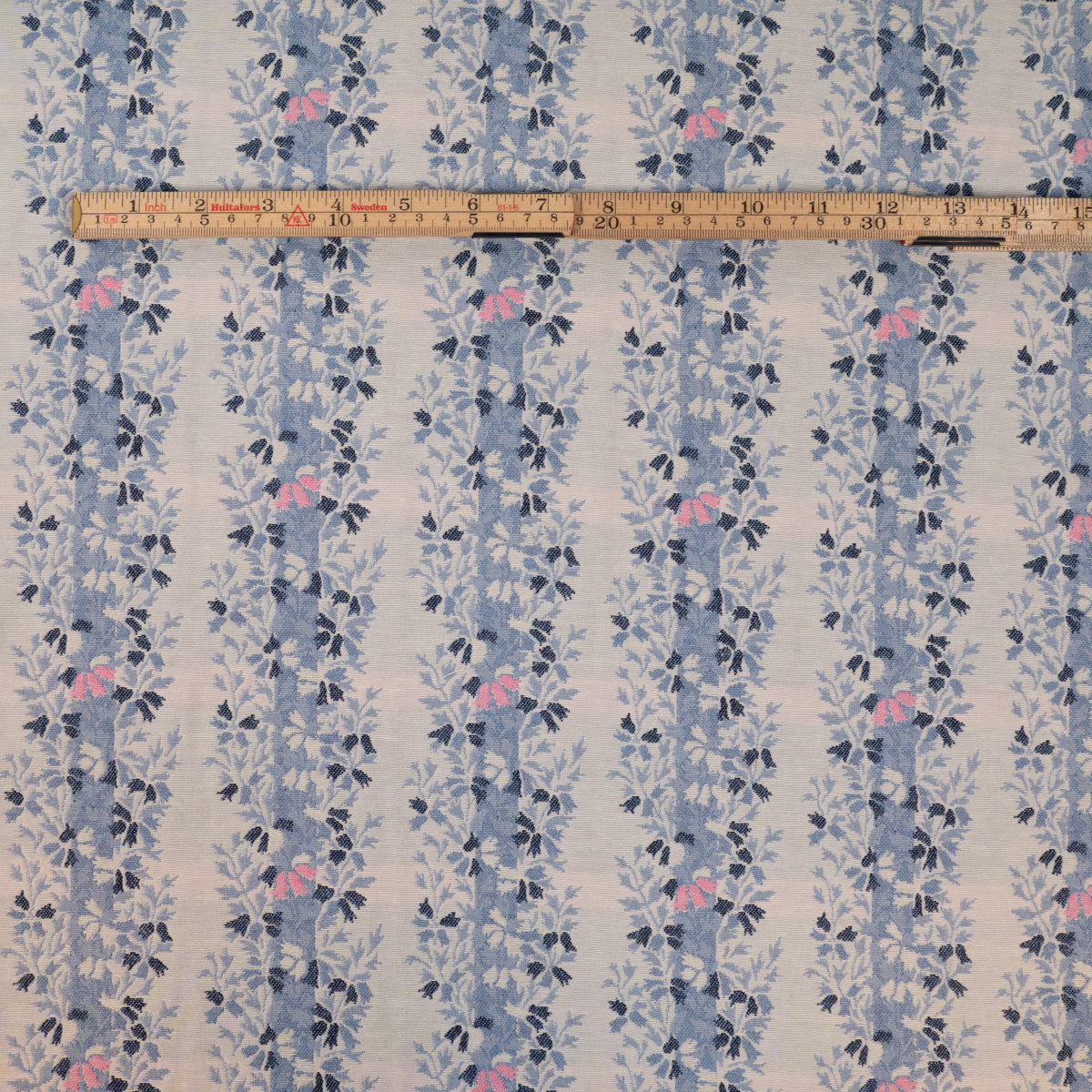 Blue jacquard border fabric by the meter | ikatee