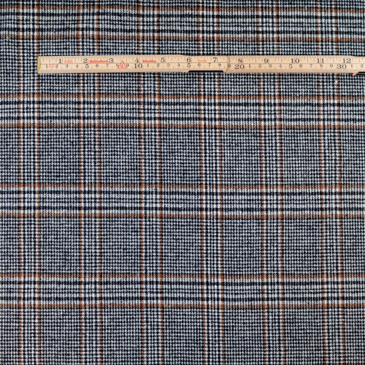 Tissu lainage à carreaux Tartan noir, écru et camel – vue 6