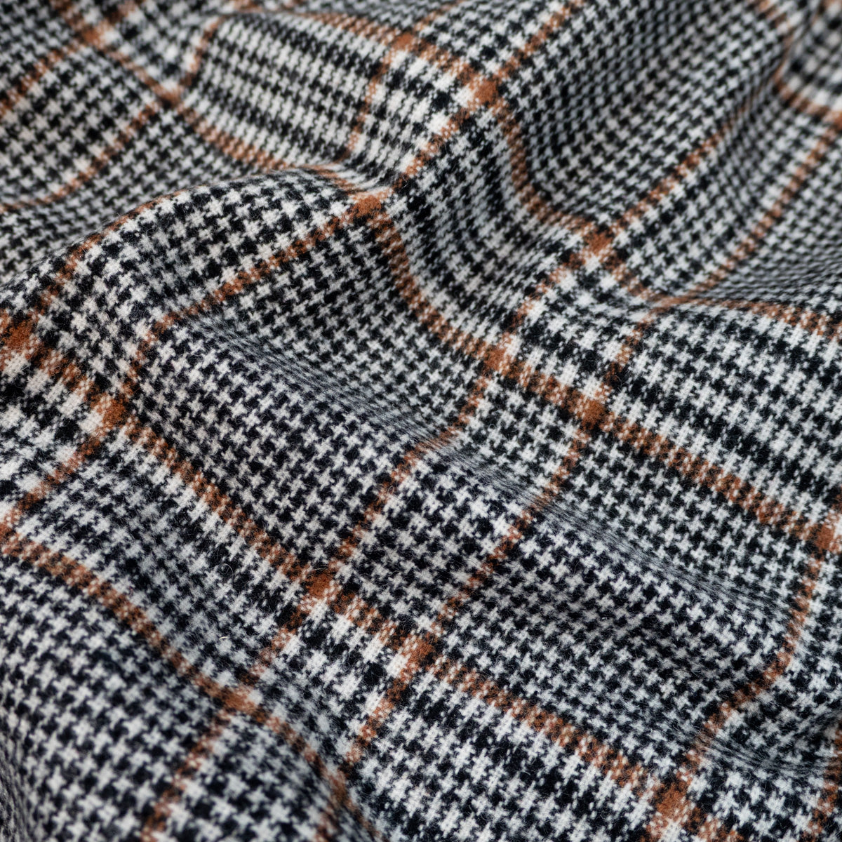 Tissu lainage à carreaux Tartan noir, écru et camel – vue 3