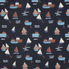 Tissu jersey bateau bleu marine