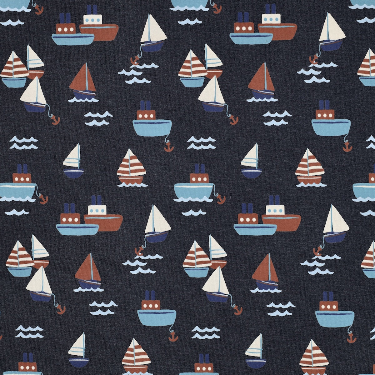 Tissu jersey bateau bleu marine