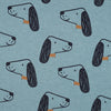 Tissu jersey chien bleu