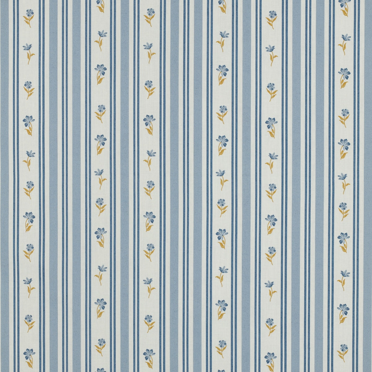Tissu popeline fleur bleu
