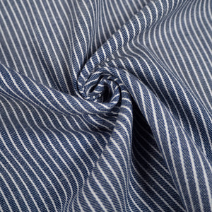 Coupon de Tissu Jean léger - Rayé - Bleu Marine - 155g/m2