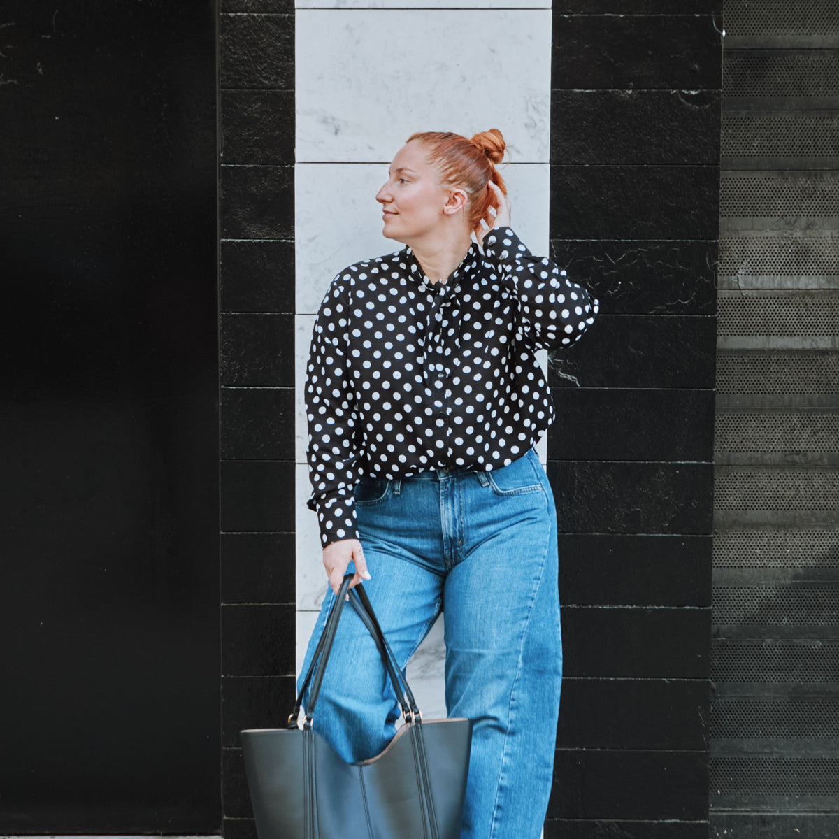 chemise femme élégante cousue main patron Amsterdam viscose à pois