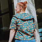 chemise femme col rond volants manches courtes patron Amsterdam popeline fleurs Ikatee