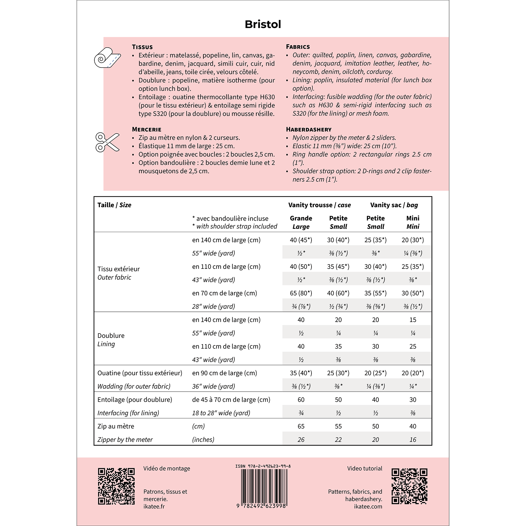 patron de couture vanity et sac à main