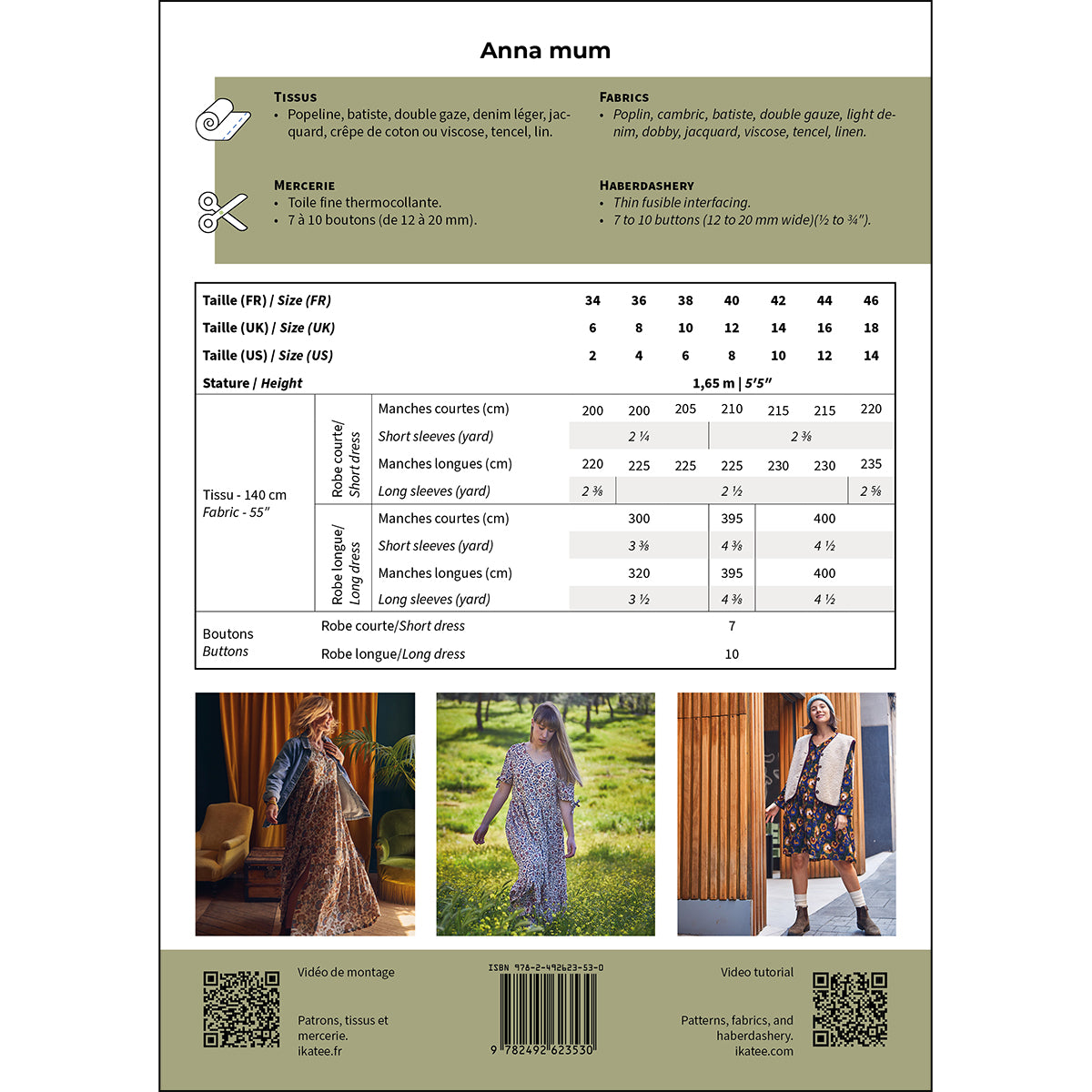 Patron de robe pour femme format papier