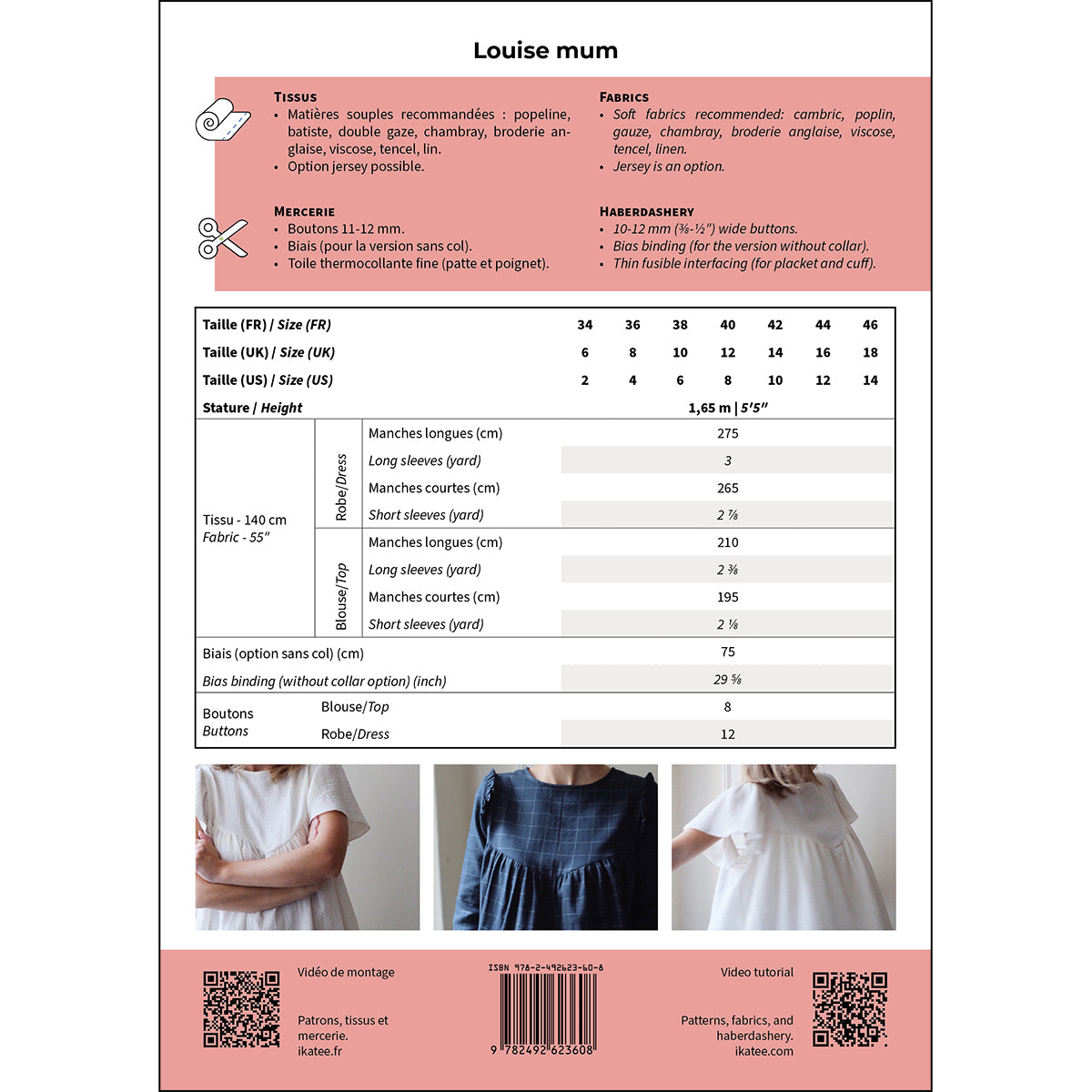Duo de patron de blouse et robe pour femme et enfant format papier 