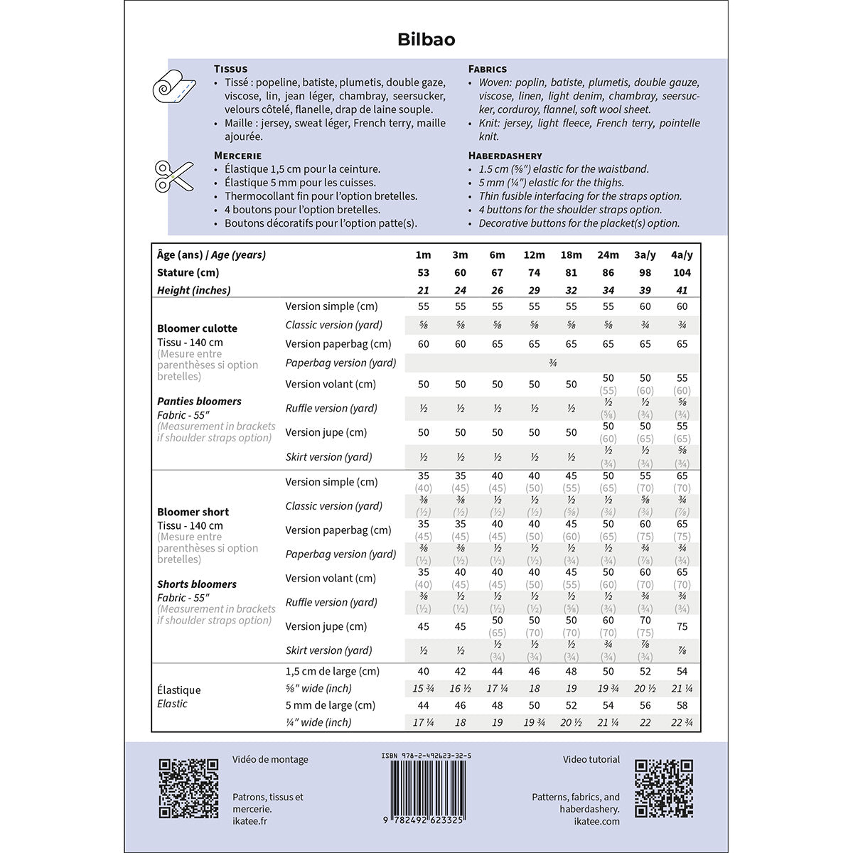 patron de couture bloomer 1 mois 4 ans