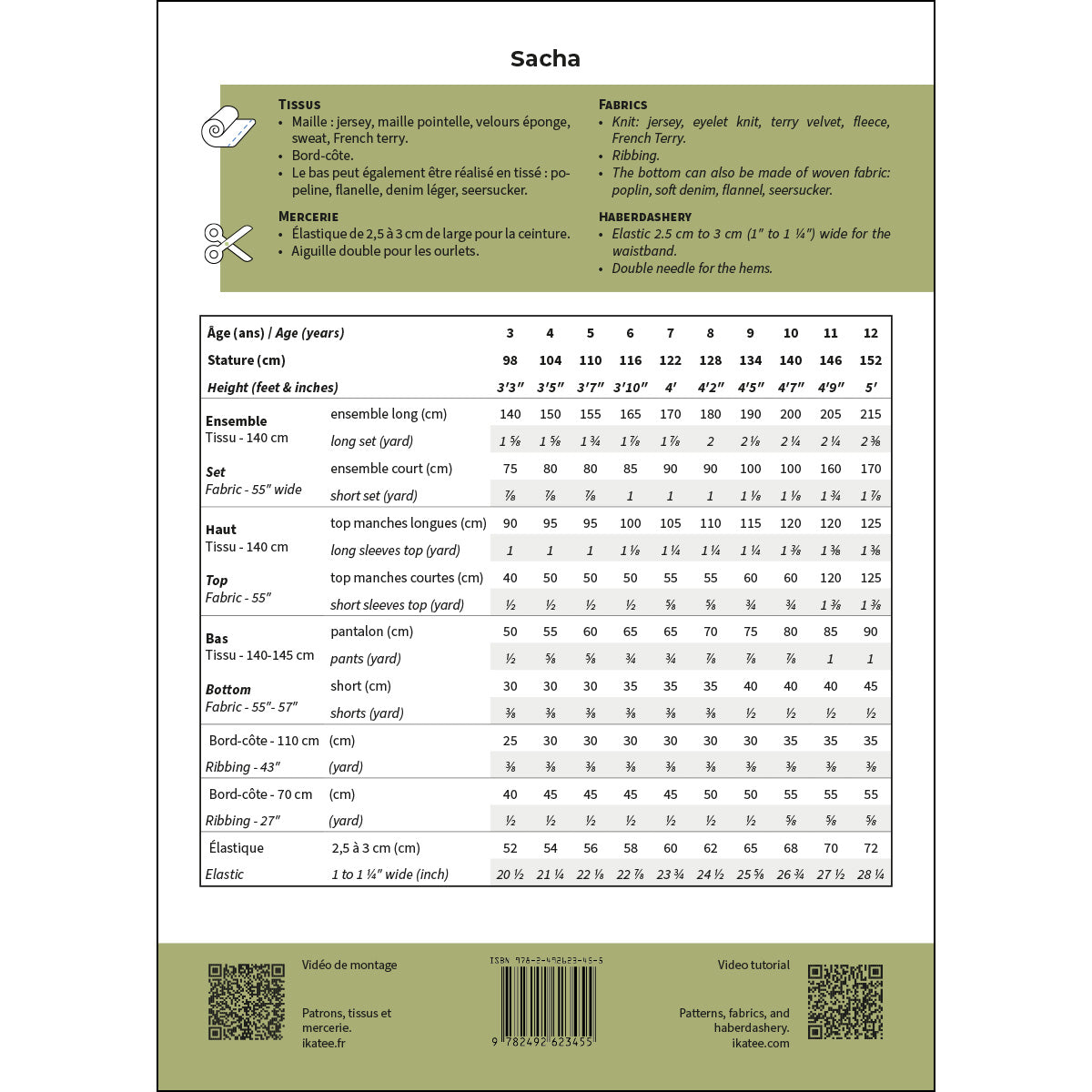 Patron de pyjama pour enfant format PDF