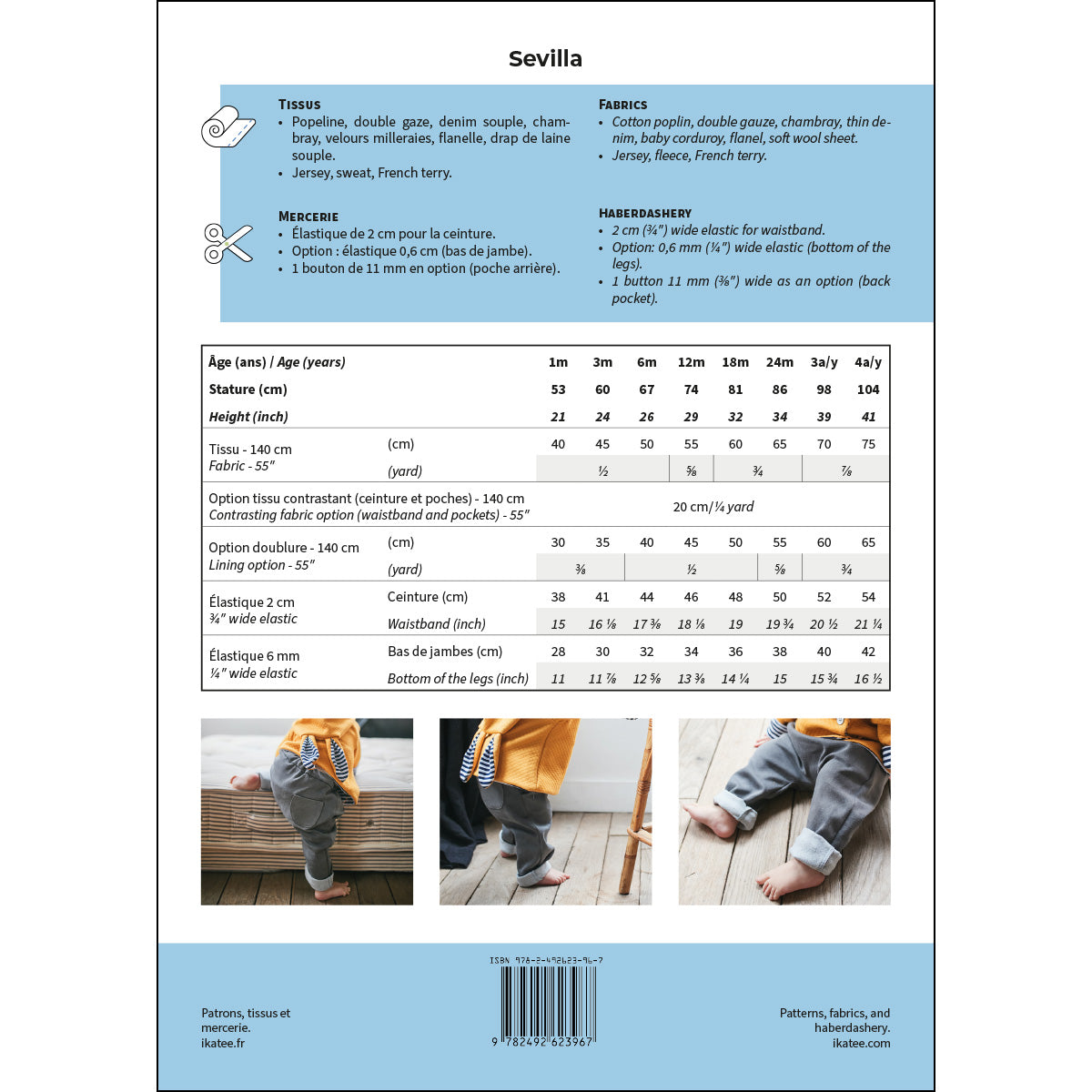 Patron de pantalon sarouel pour bébé format papier