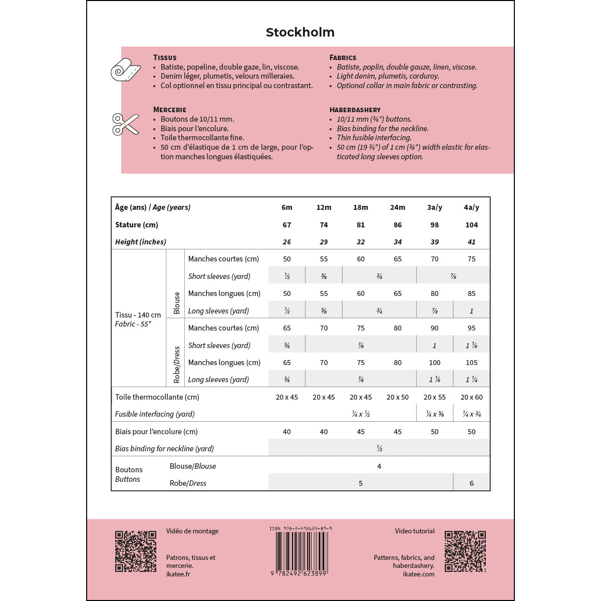 Patron de blouse et de robe pour bébé format papier 