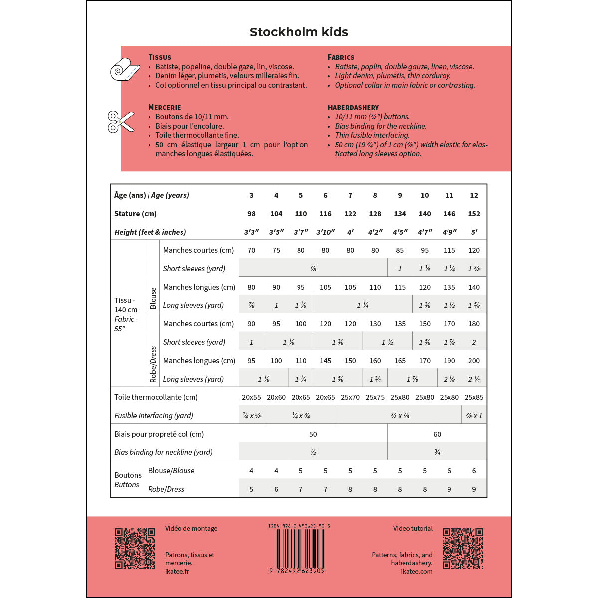 Patron de blouse et de robe pour enfant format papier 