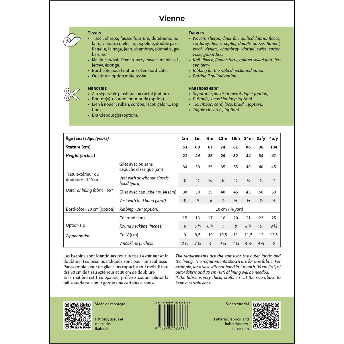 Patron de gilet sans manches pour bébé format pdf